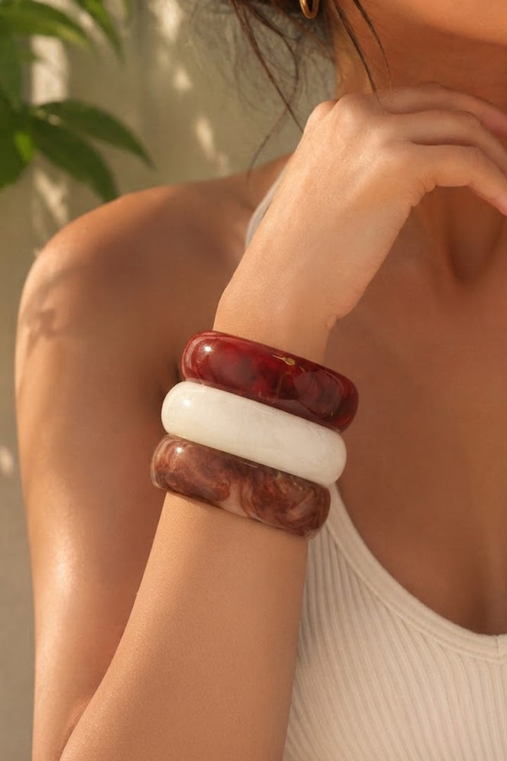 Rangrez Maroon & Ivory Stack Bangles