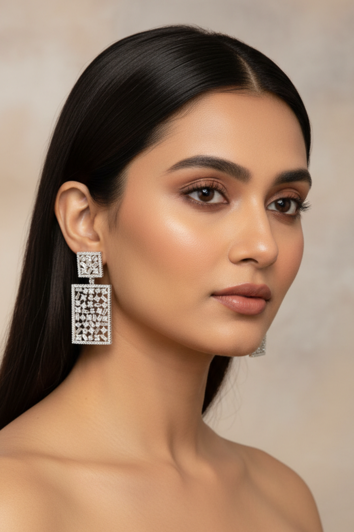 Shimmer Square Diamond Earrings