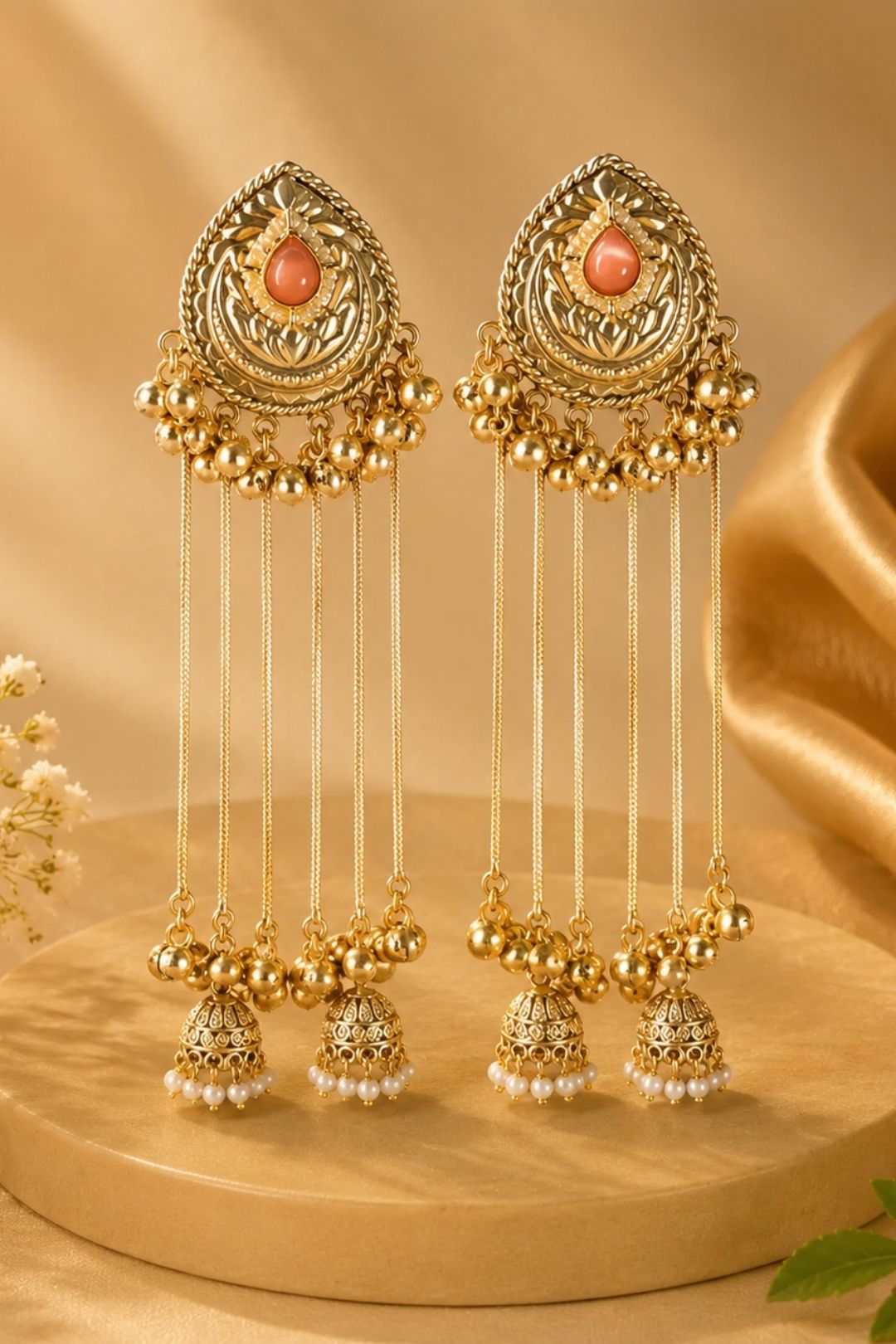 Moonlight Golden Long Tassel Boho Dangler Earrings