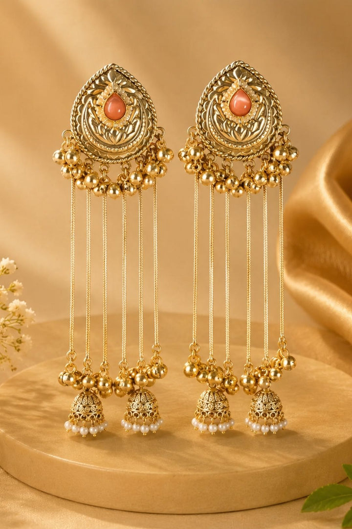 Moonlight Golden Long Tassel Boho Dangler Earrings