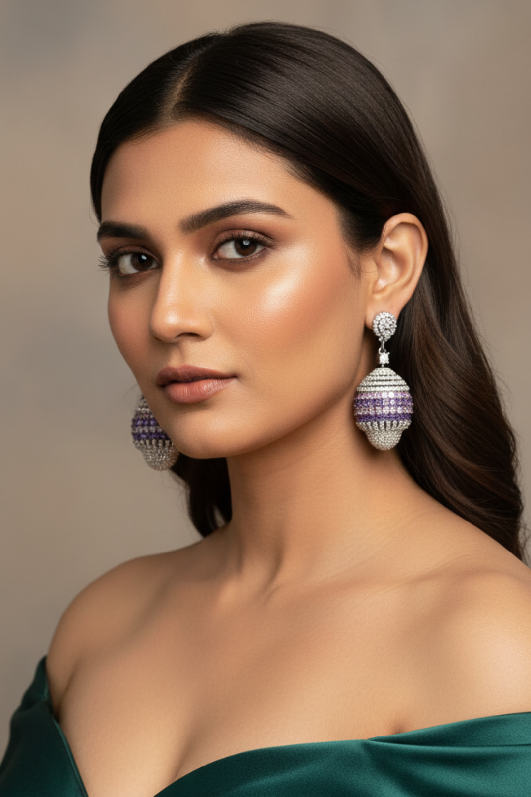 Orbit Diamond Half Hoop Drop Earrings