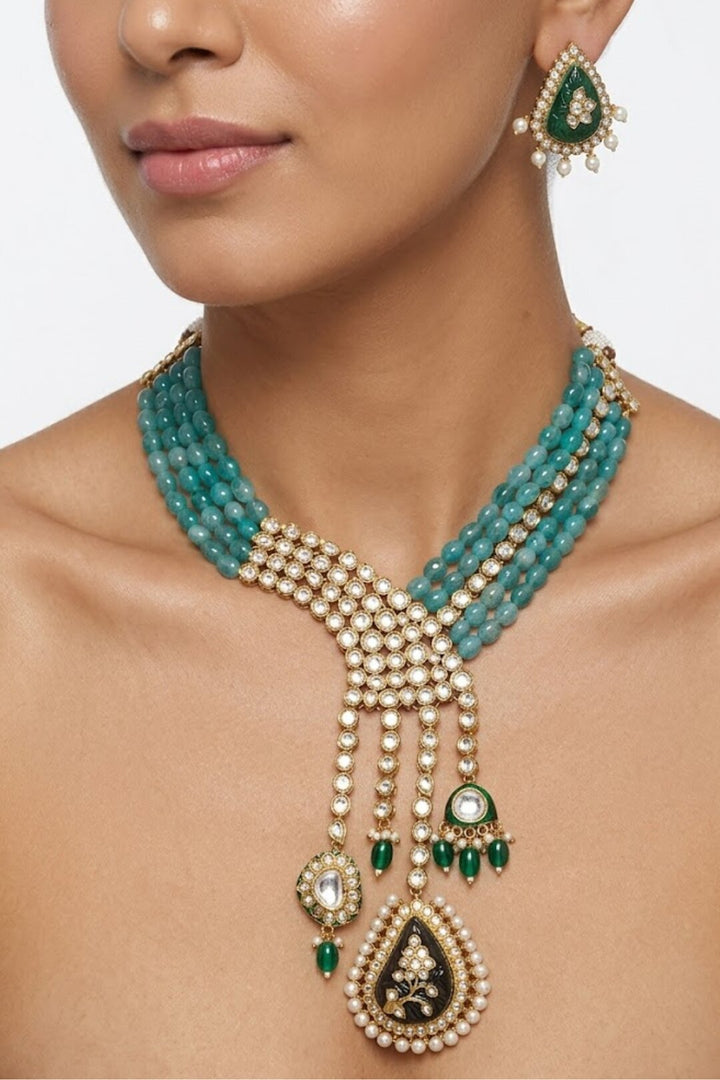 Galaxy Glamour Polki Drop String Necklace