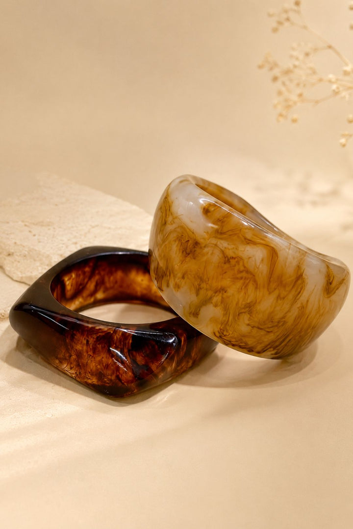 Amber Glow Resin Duo Stack Bangles