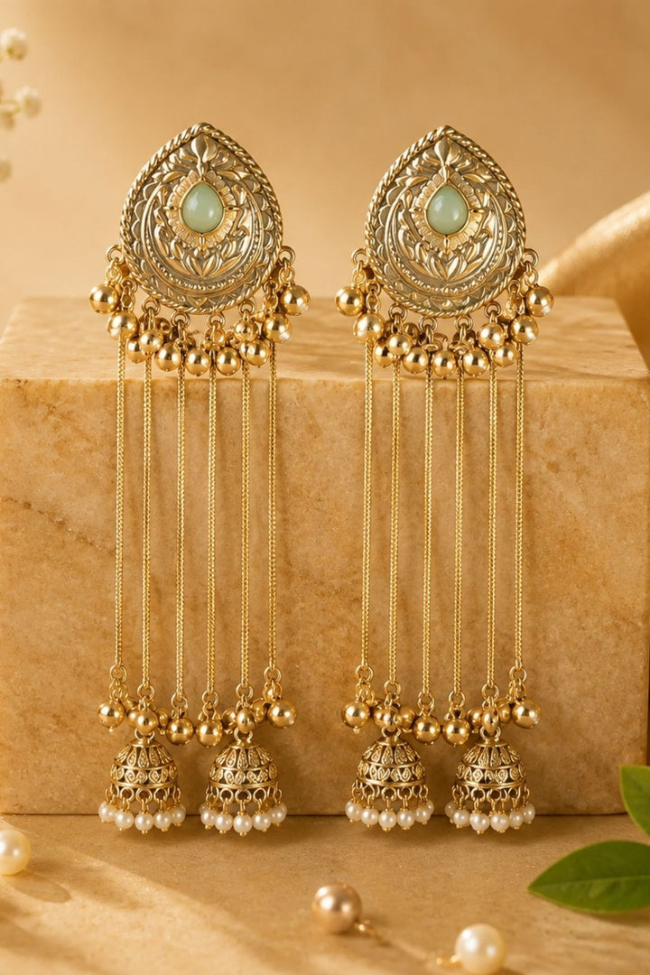 Moonlight Golden Long Tassel Boho Dangler Earrings