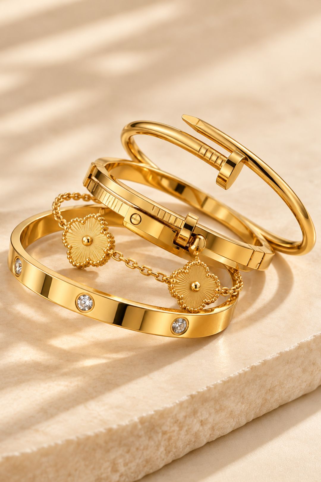 Daisy Charm Golden Stack Bracelet