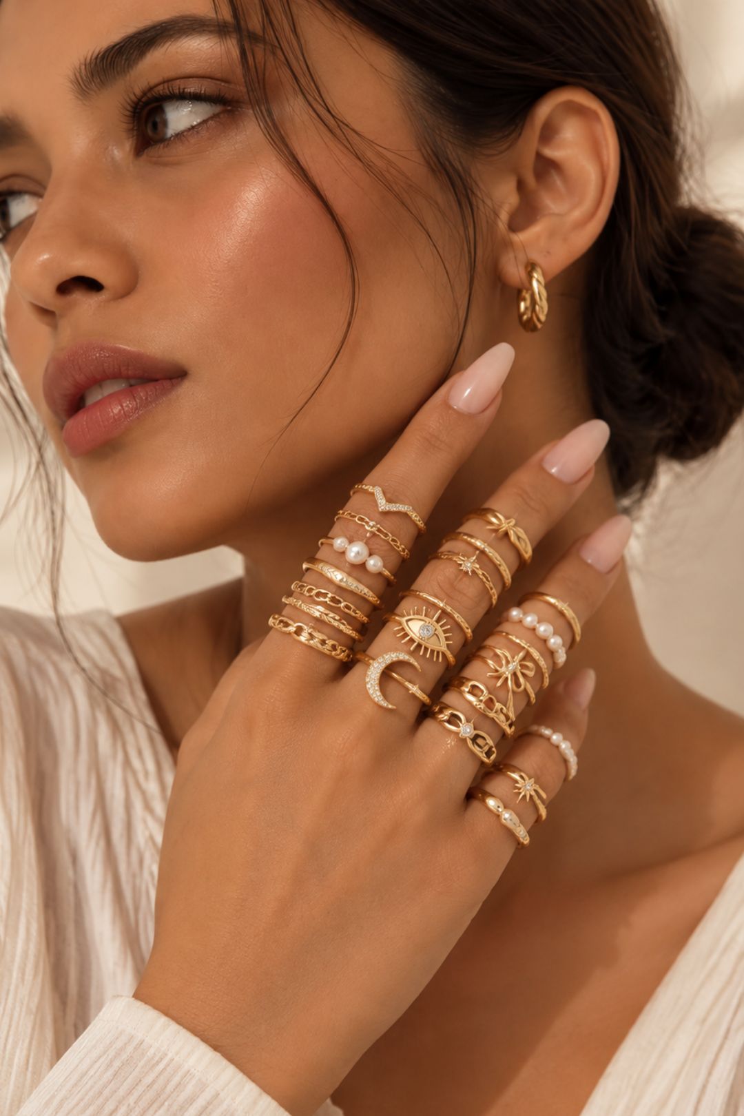 Dazziling Gold Black Stack Rings