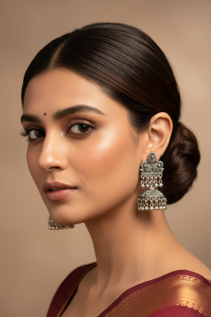 Durgashri Silver Jhumka Earrings