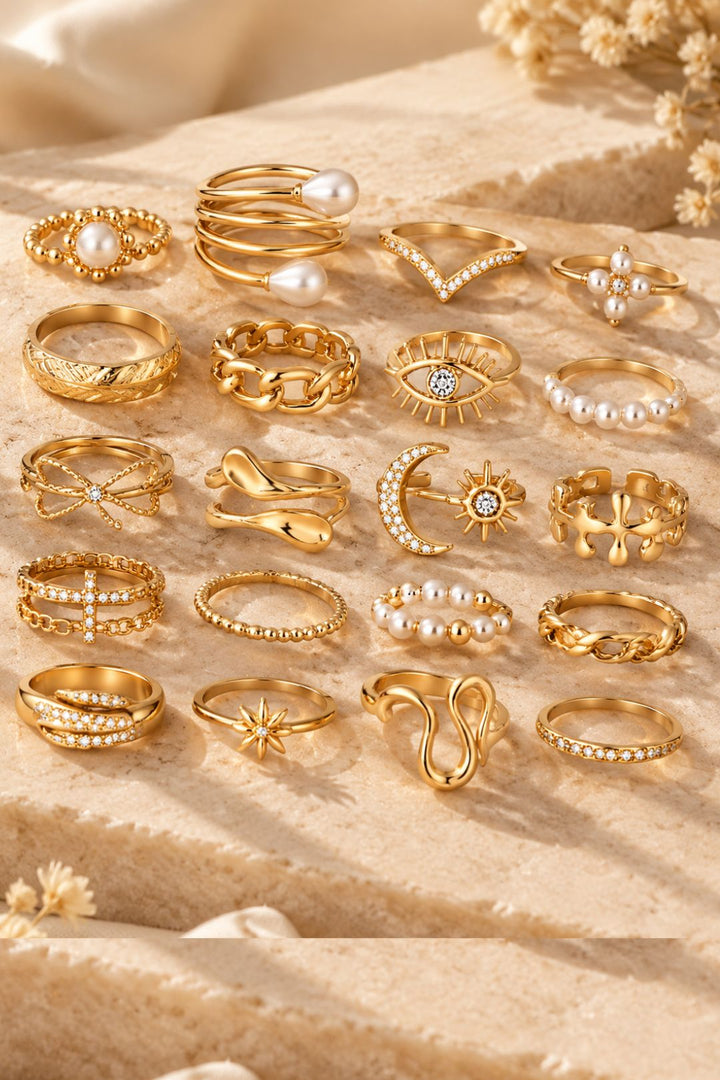Dazziling Gold Black Stack Rings