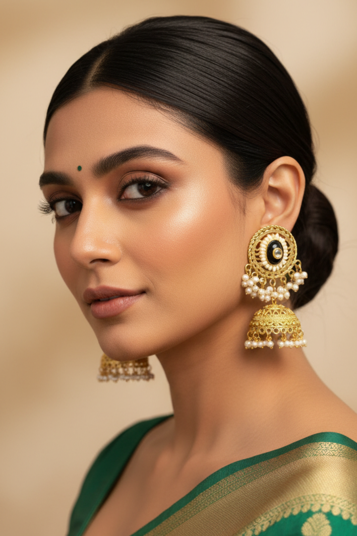 Ayla Golden Temple Jhumka Earrings