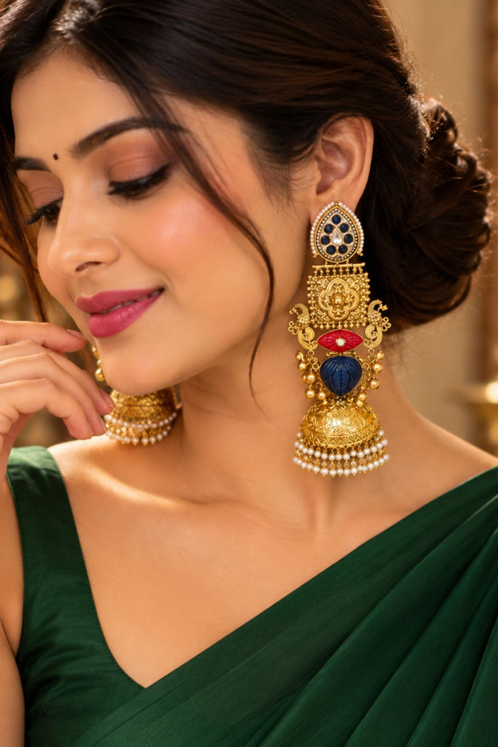 Chandrika Golden Chandelier Earrings