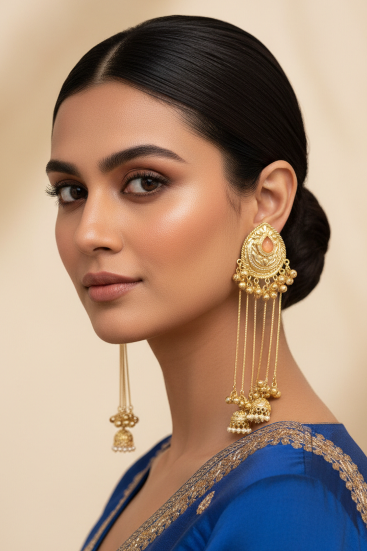 Moonlight Golden Long Tassel Boho Dangler Earrings