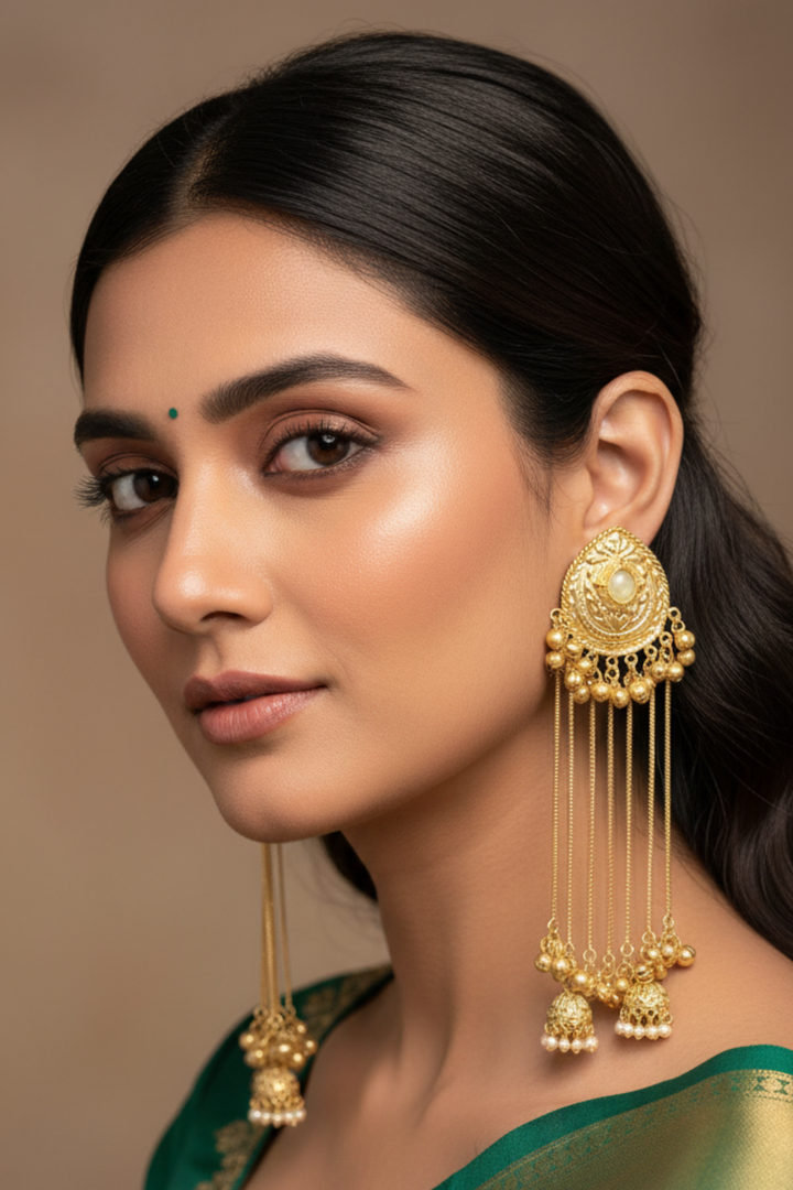 Moonlight Golden Long Tassel Boho Dangler Earrings