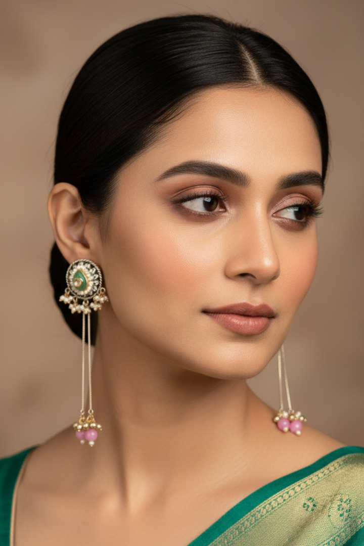 Desert Golden Long Boho Dangler Earrings