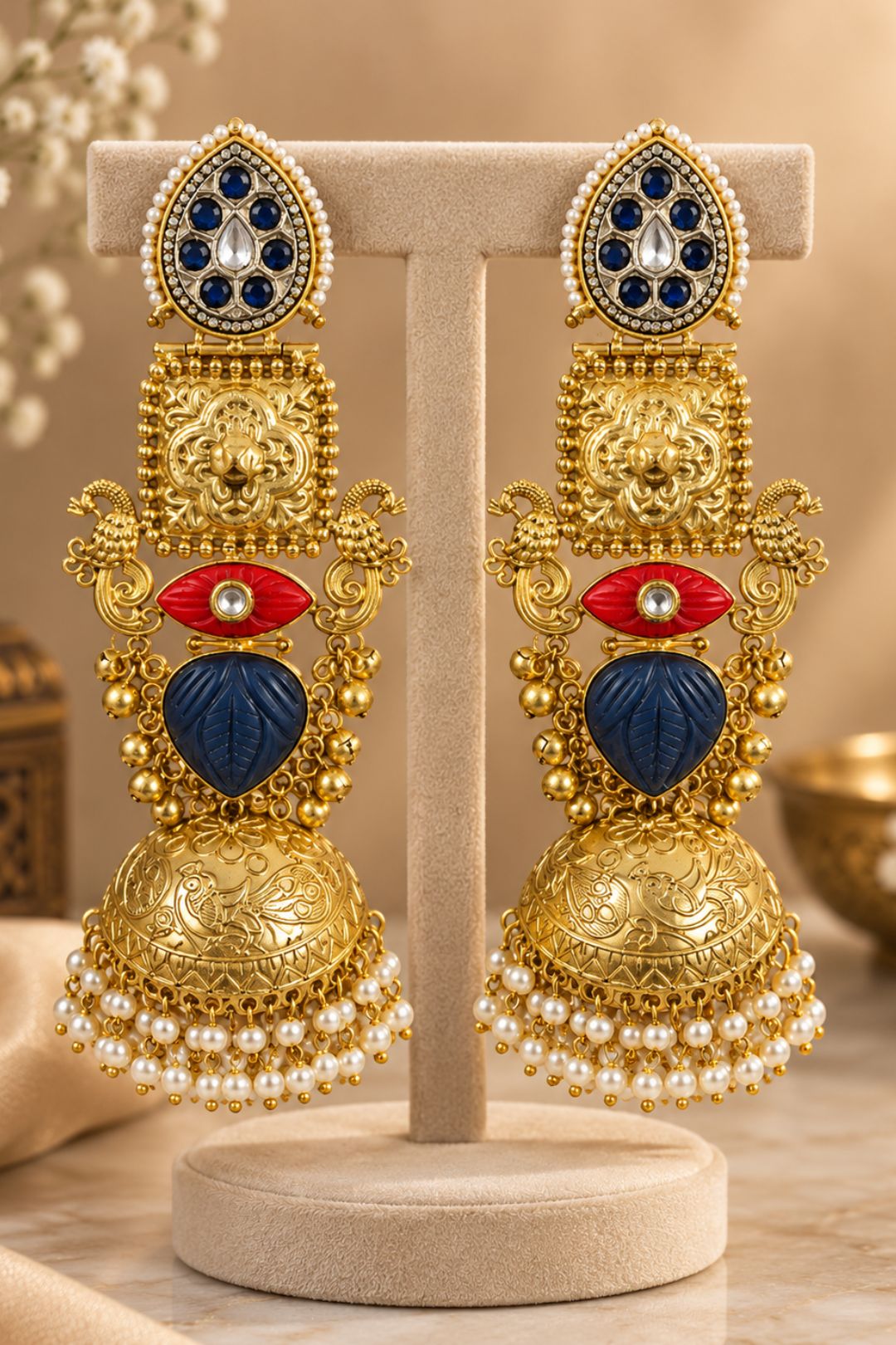 Chandrika Golden Chandelier Earrings