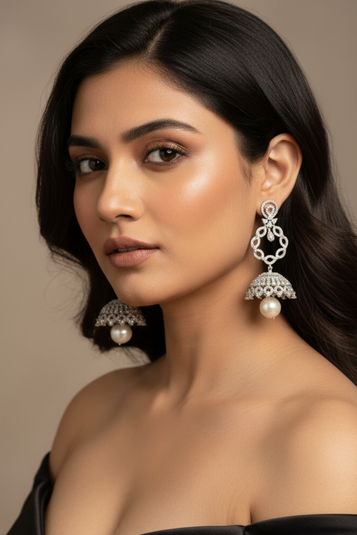 Peacock Pearl Jhumka Earrings