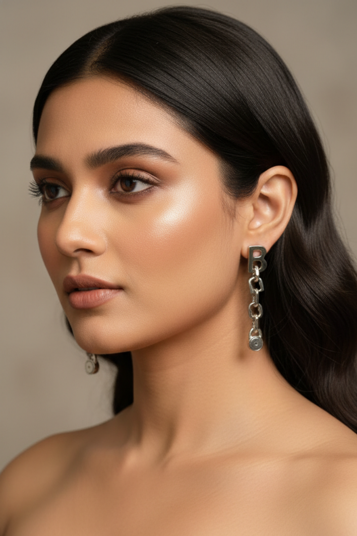 Boho Silver Chain Tassel Earrings