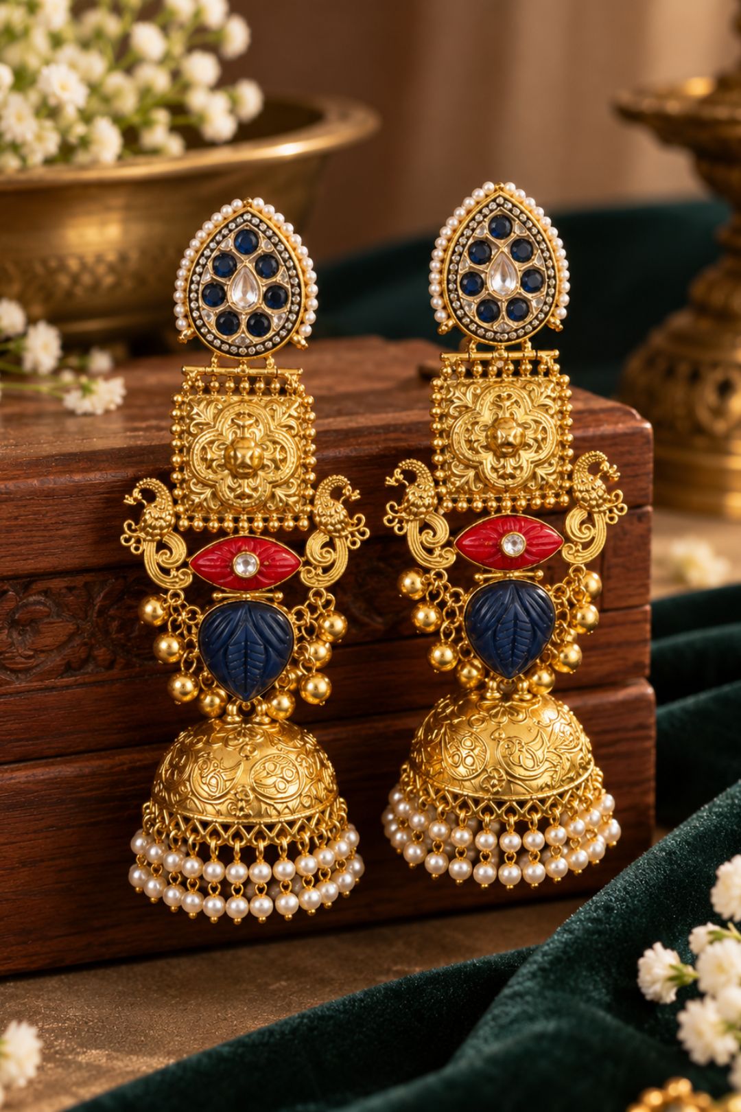 Chandrika Golden Chandelier Earrings