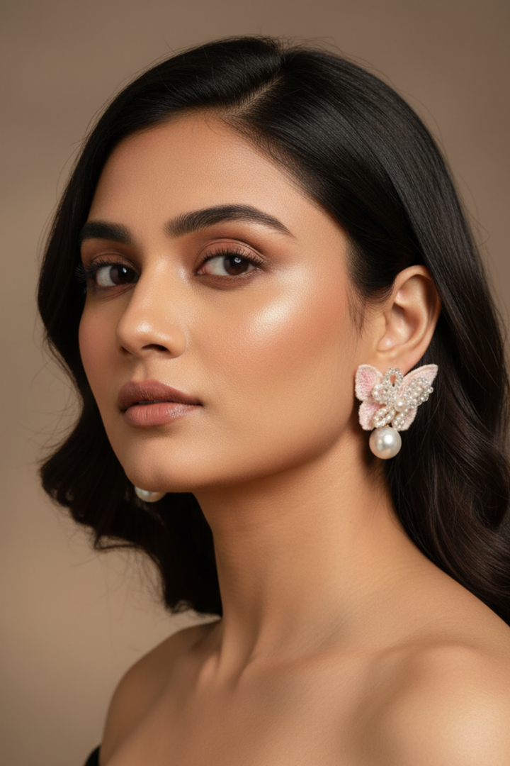 Butterfly Pearl Drop Earrings