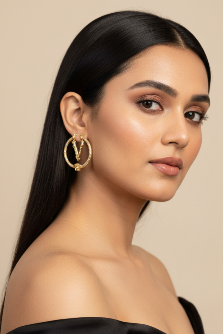 Rose Gold Cicle Hoops Earrings