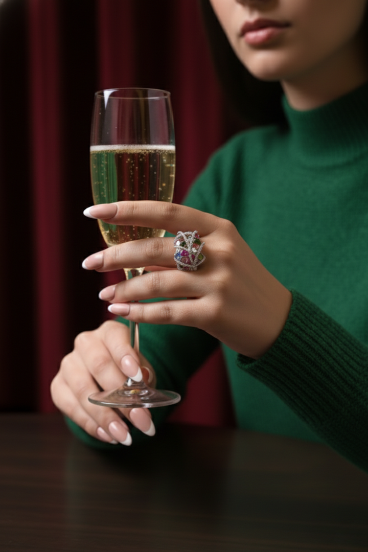 Krishna Multicolored Crisscross Band Ring