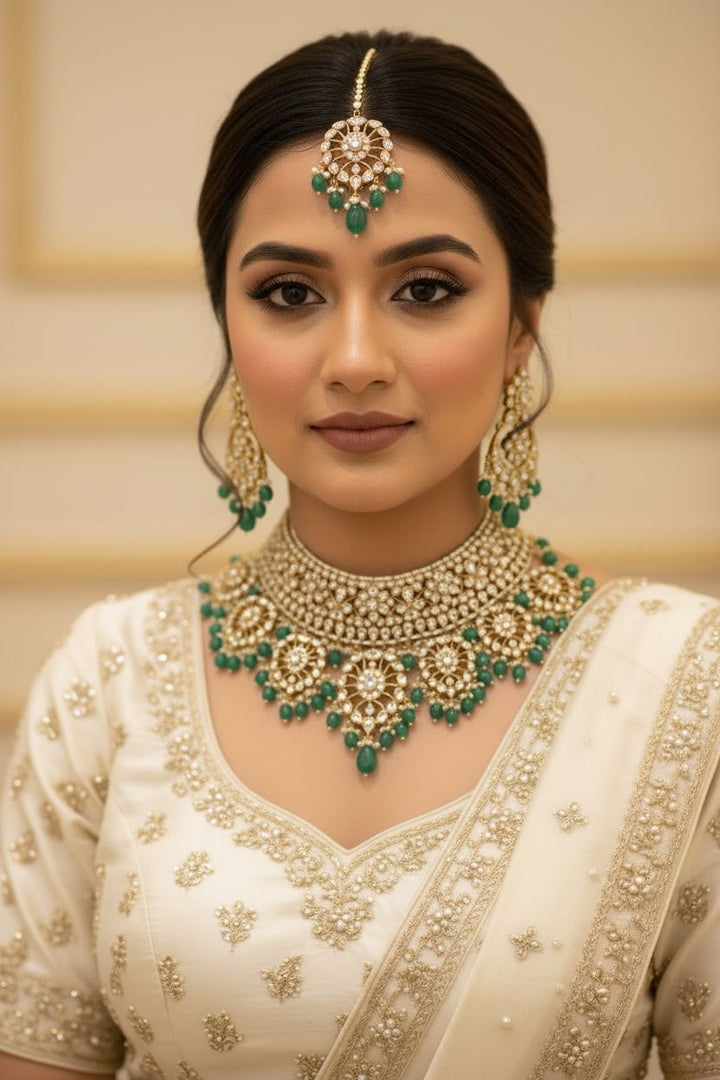 Rani Kanari Mint Green Kundan Bridal Necklace