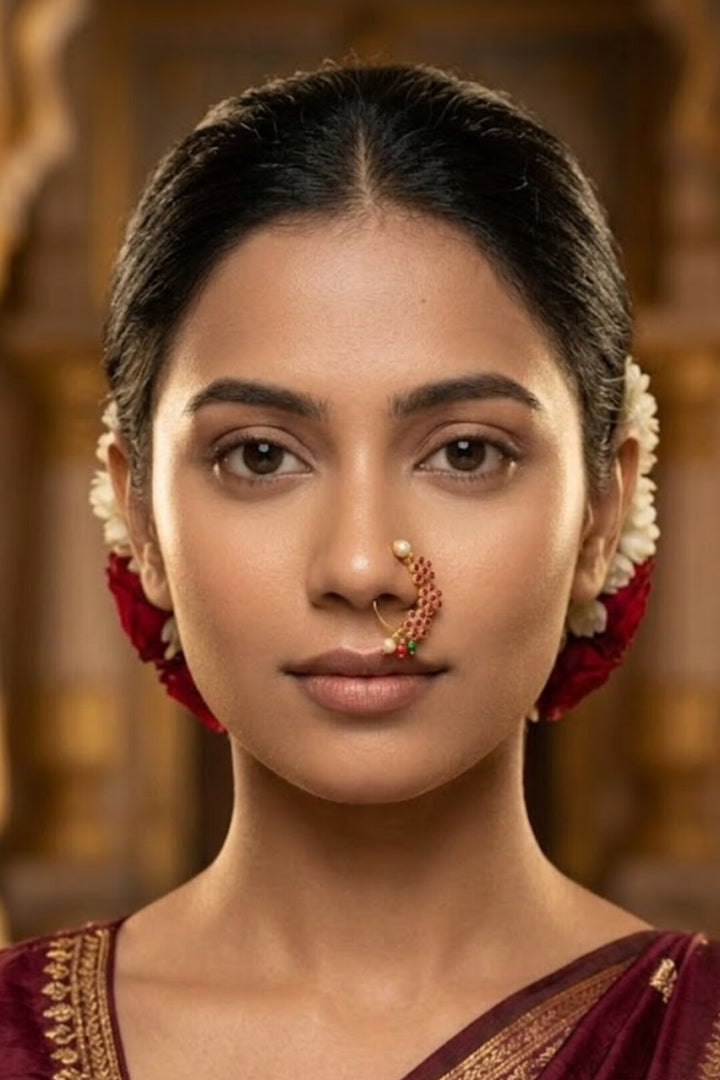 Apsara Maharashtrian Ruby Pearl Nosering