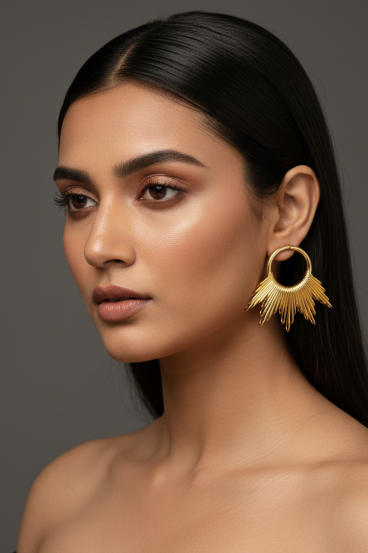 Gold Bling Cuff Hoop Earrings