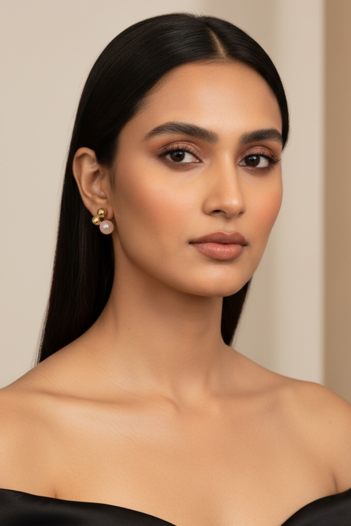 Blush Pink Drop Stud Earrings