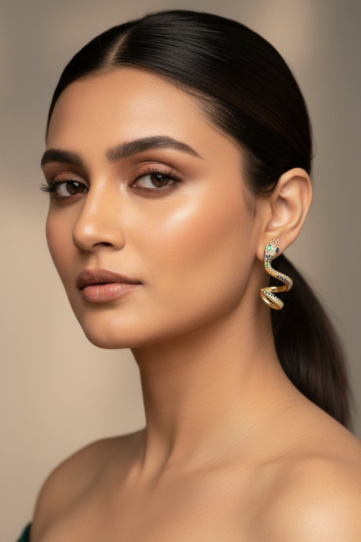 Twisty Gold Serpent Ear Cuff Earrings