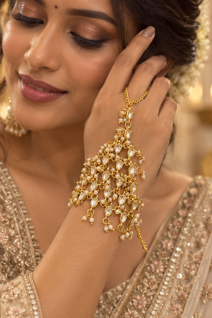 Pragiti Maximalist Golden Bridal Haathphool