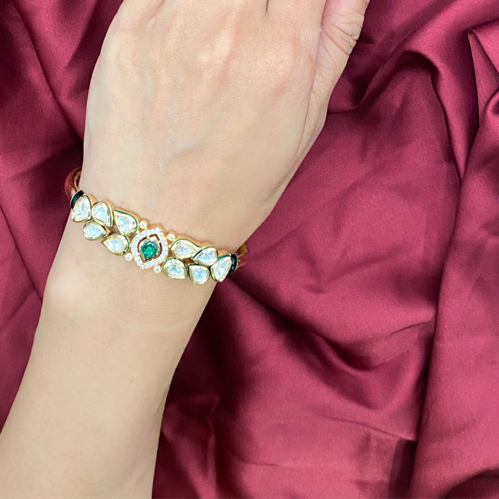 Ragini Ethnic Gemstone Sleek Polki Bracelet
