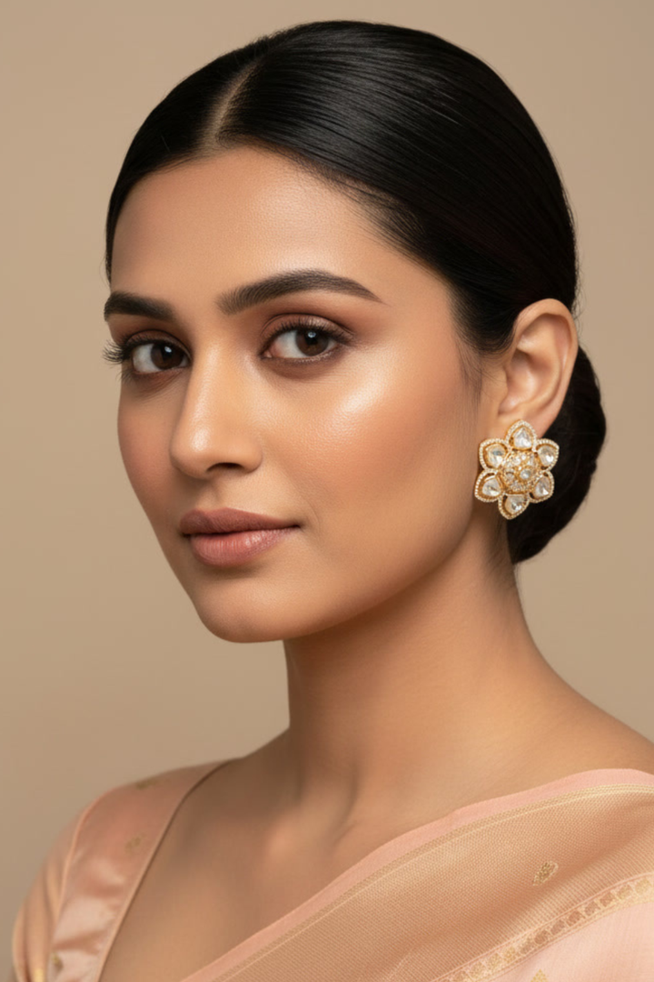 Mohini Polki Flower Earrings