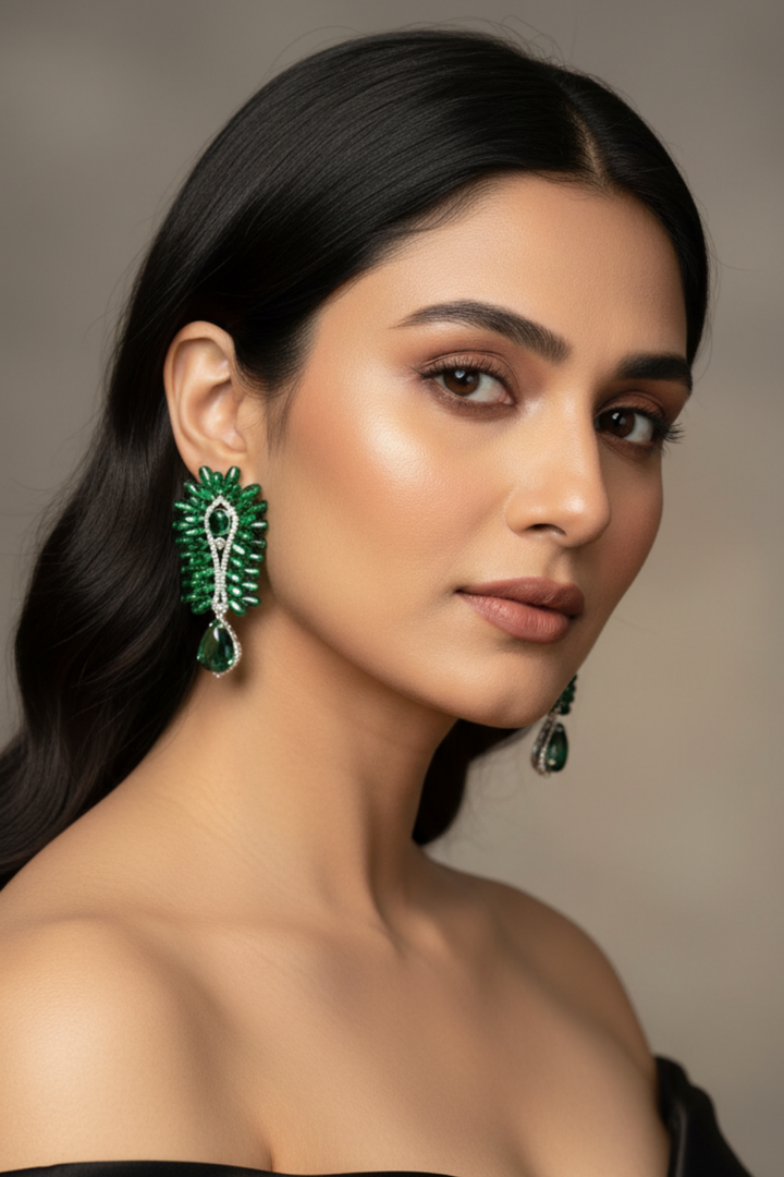 Emerald Chandelier Vintage Drop Earrings