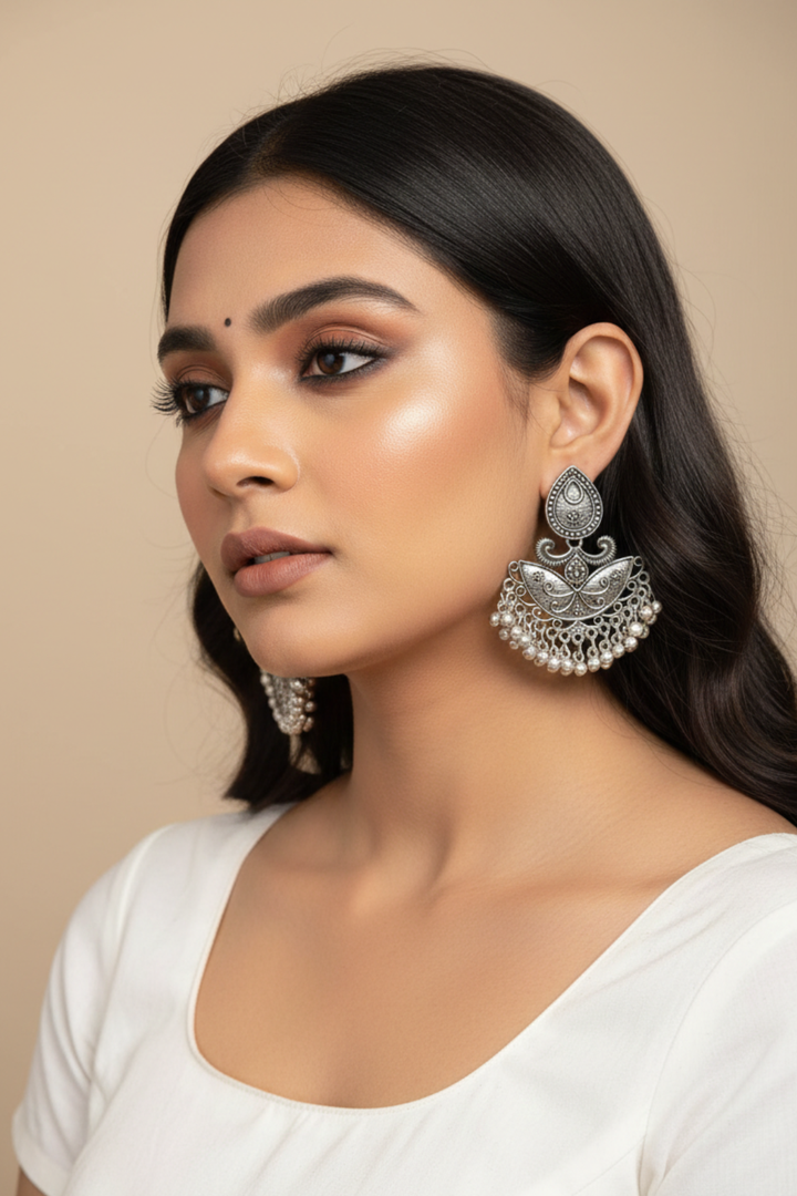 Parvati Ghungroo Silver Jhumka Earrings
