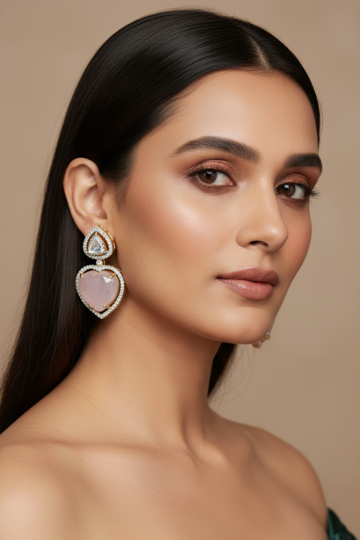 Apsara Heart Drop Stud Earrings