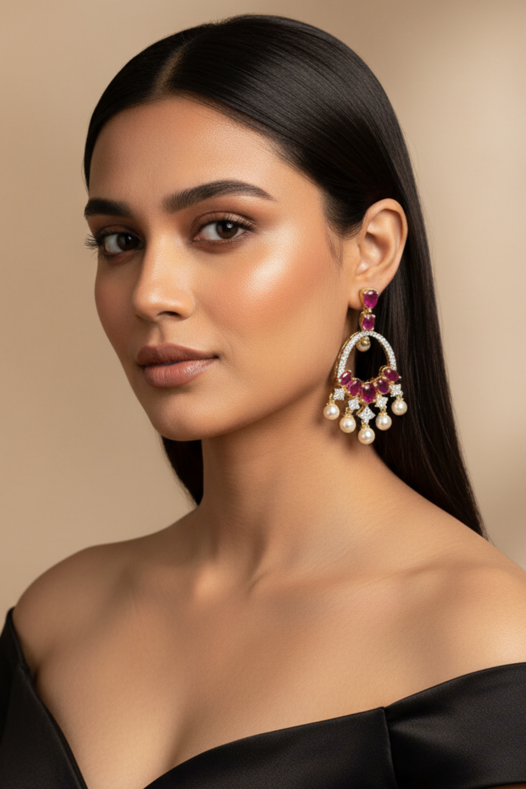 Sundari Slim Pearl Drop Earrings