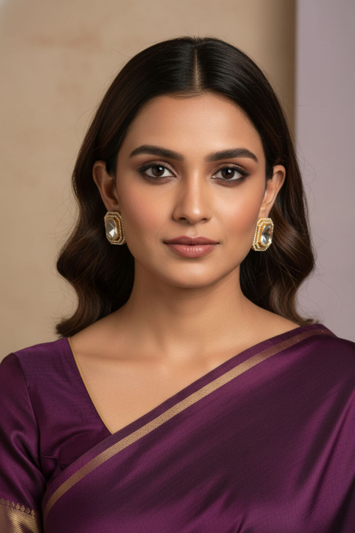 Tulsi Square Kundan Earrings