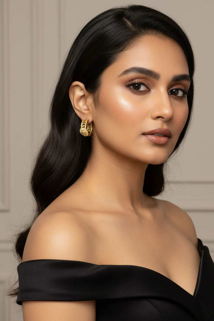 Blaze Gold Half Hoops Stud Earrings