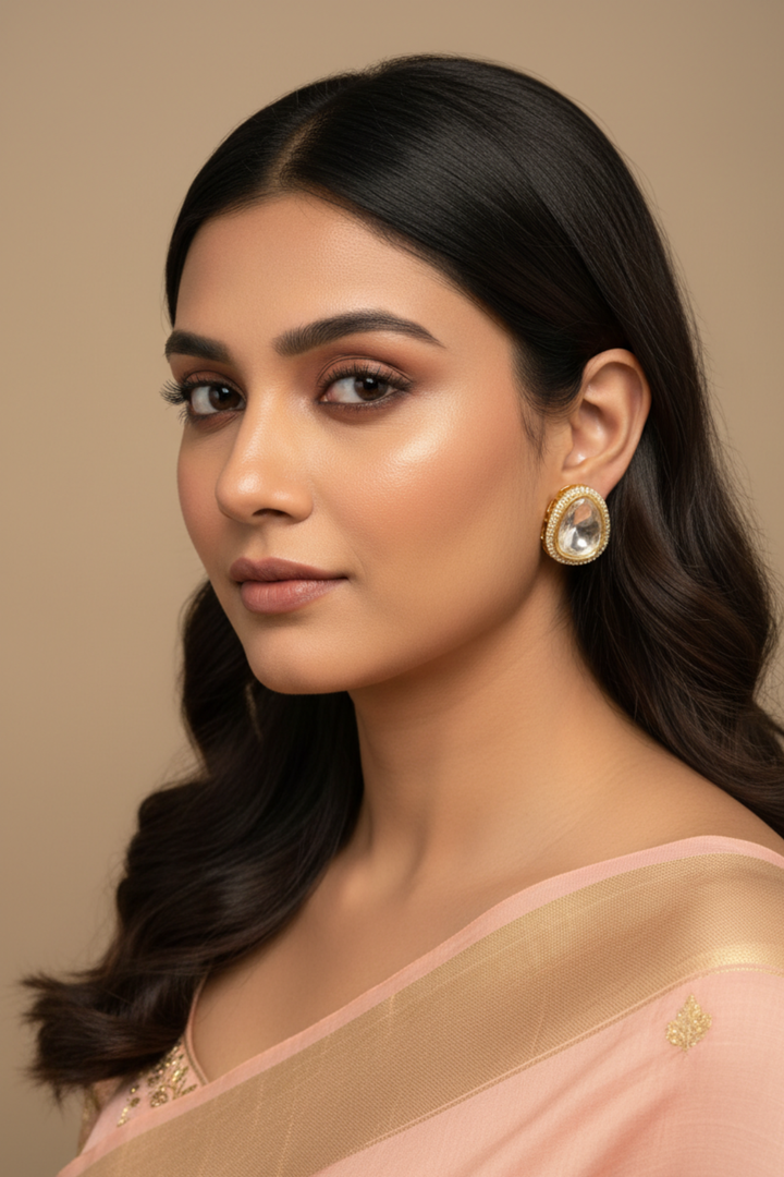 Priye Kundan Triangle Earrings