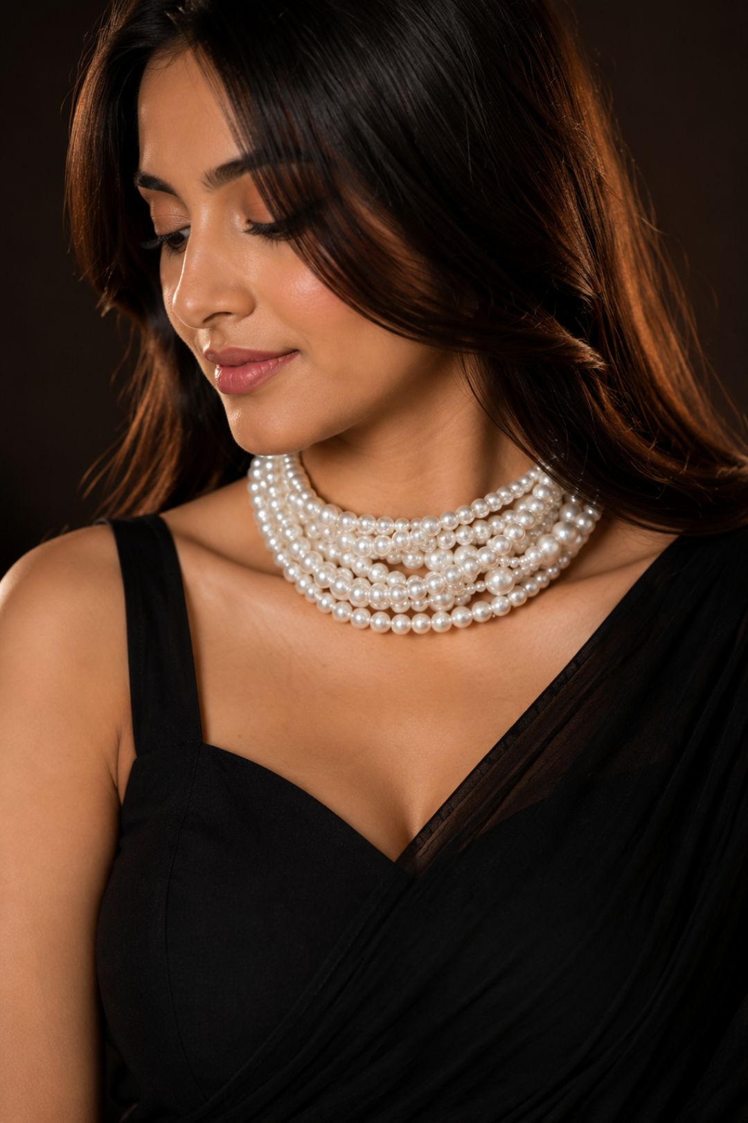 Medha Multi-Layered Pearl Choker Necklace