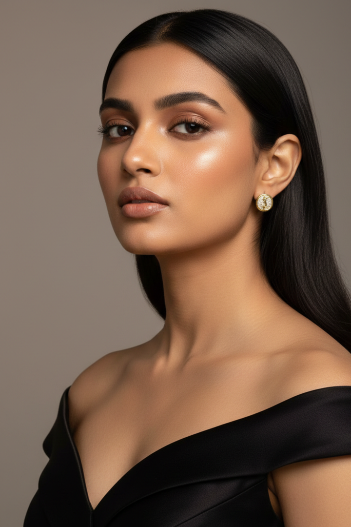 Gold Circle Mini Studs Earrings