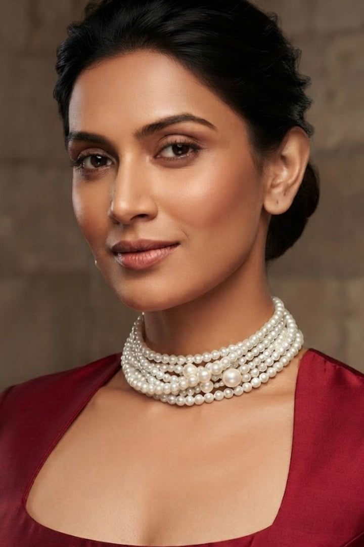 Medha Multi-Layered Pearl Choker Necklace