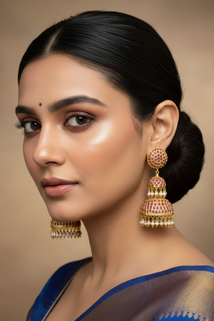 Gayatri Meenakari Jhumka Earrings