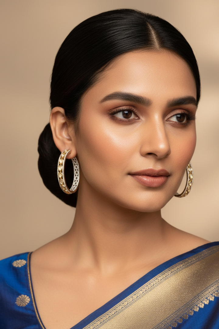 Yashoda Kundan Hoop Earrings