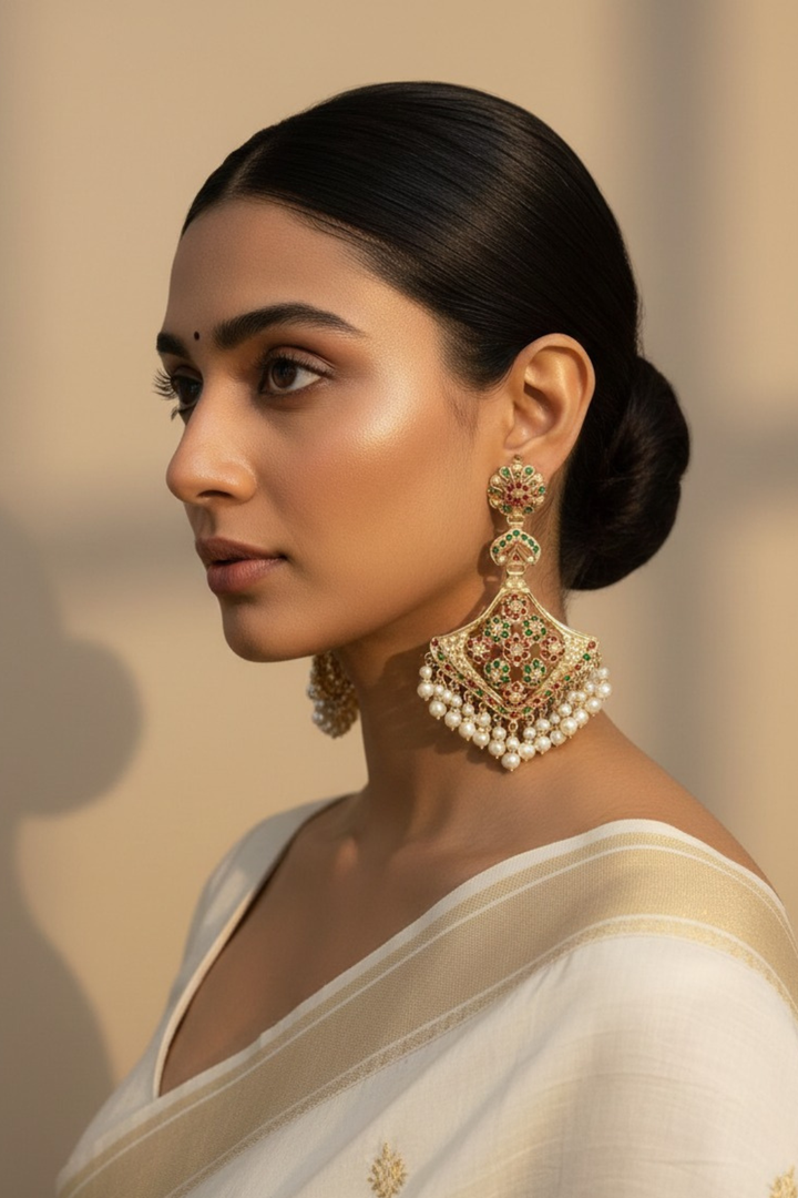 Avadhi Jadau Multicolored Dangler Earrings