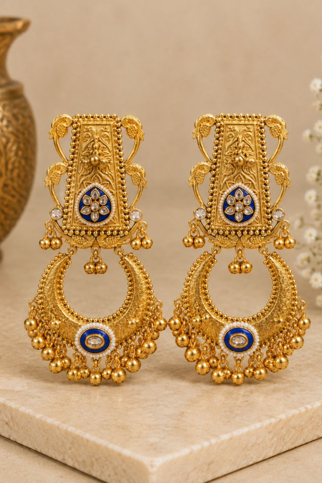 Matsya Gold Long Jhumka Earrings