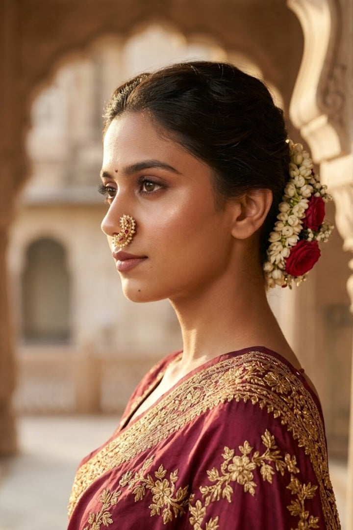 Tamra Maharashtrian Gold Ruby Nosering