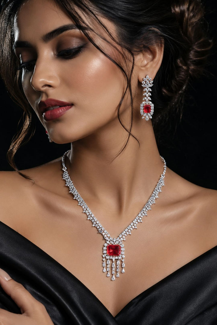 Brazilian Ruby Cocktail Diamond Necklace
