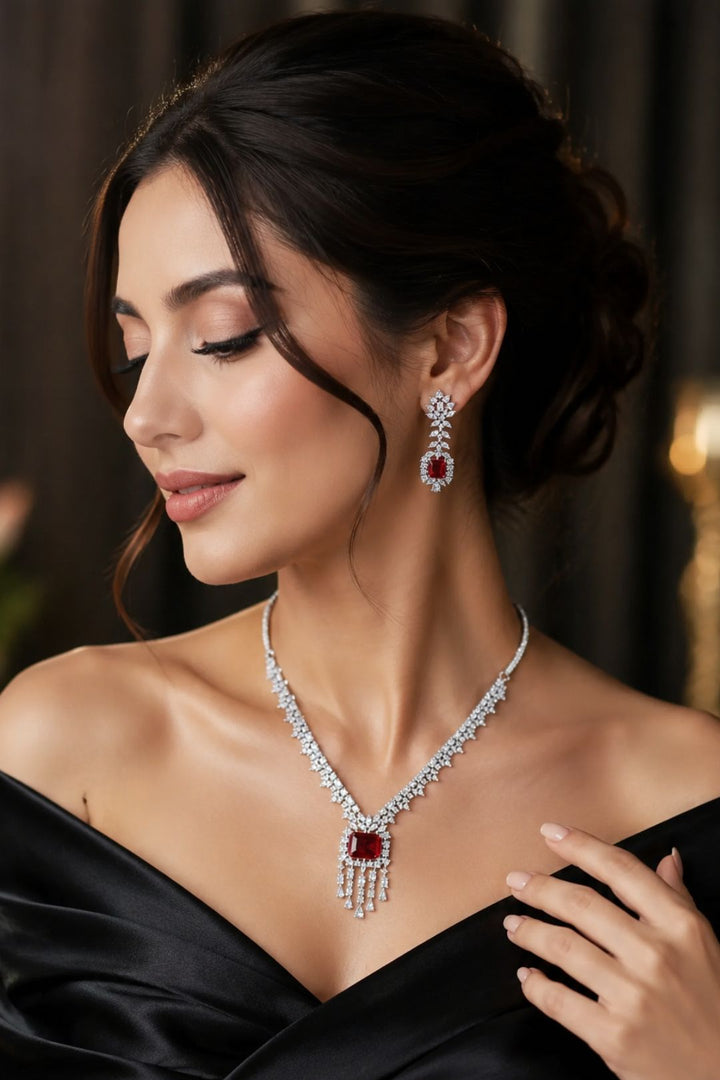 Brazilian Ruby Cocktail Diamond Necklace