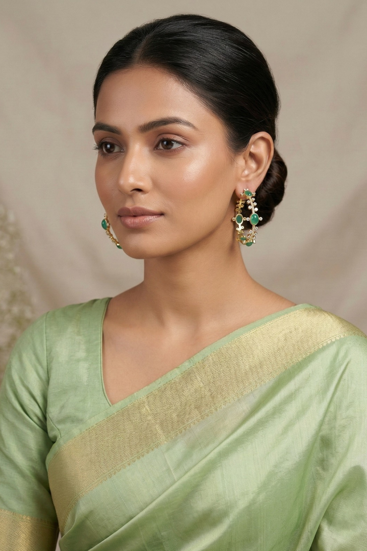 Parvaneh Emerald Hoop Earrings